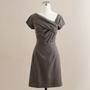 NWT J. Crew Womens Size 4 Gray Asymmetric Origami Sheath Mini Dress in Wool NEW
